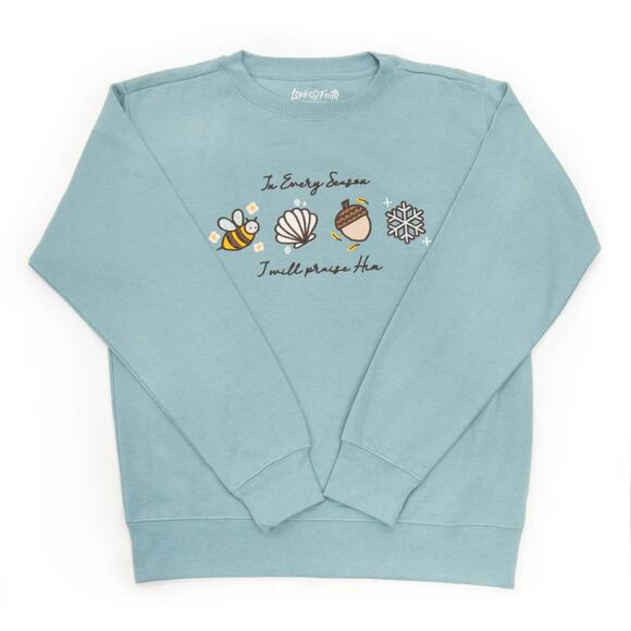 New Size Large Love In Faith In Every Season Embroidered Crewneck Christian Gift - Picture 1 of 4